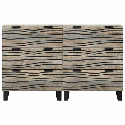 Sideboards 2 Pcs Hvid 60 X 33.5 X 75 Cm Massivt Mangotræ - Billede 4