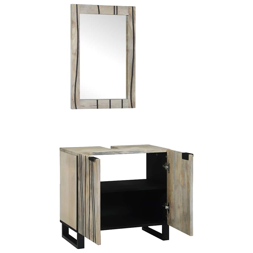 Badeværelsesmøbel Sæt Med Hylde 2 Pcs Hvid 62 X 33 X 58 Cm - Billede 2