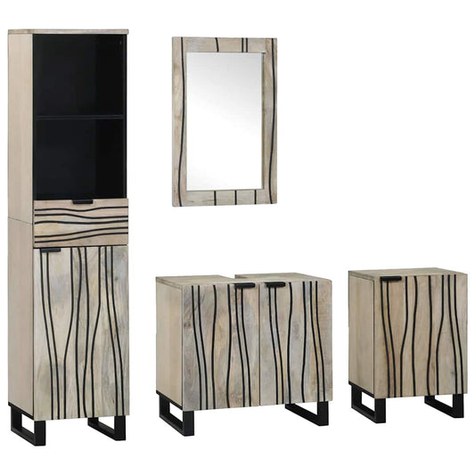 Badeværelsesmøbel Sæt 4 Pcs Valnød Brun 38 X 33 X 160 Cm - Hovedbillede