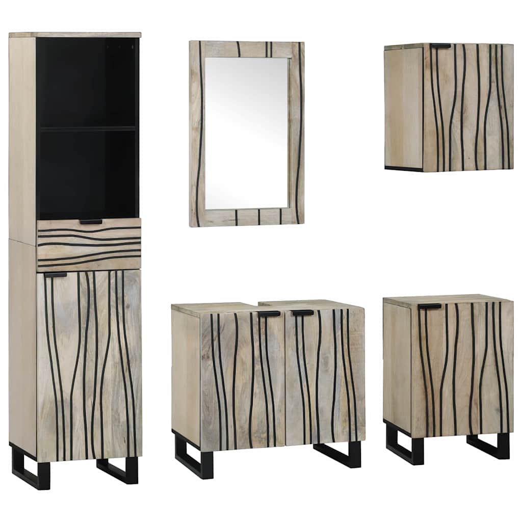 Badeværelsesmøbel Sæt 5 Pcs Valnød Brun 38 X 33 X 160 Cm - Hovedbillede