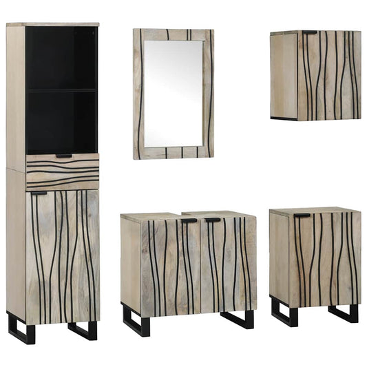 Badeværelsesmøbel Sæt 5 Pcs Valnød Brun 38 X 33 X 160 Cm - Hovedbillede