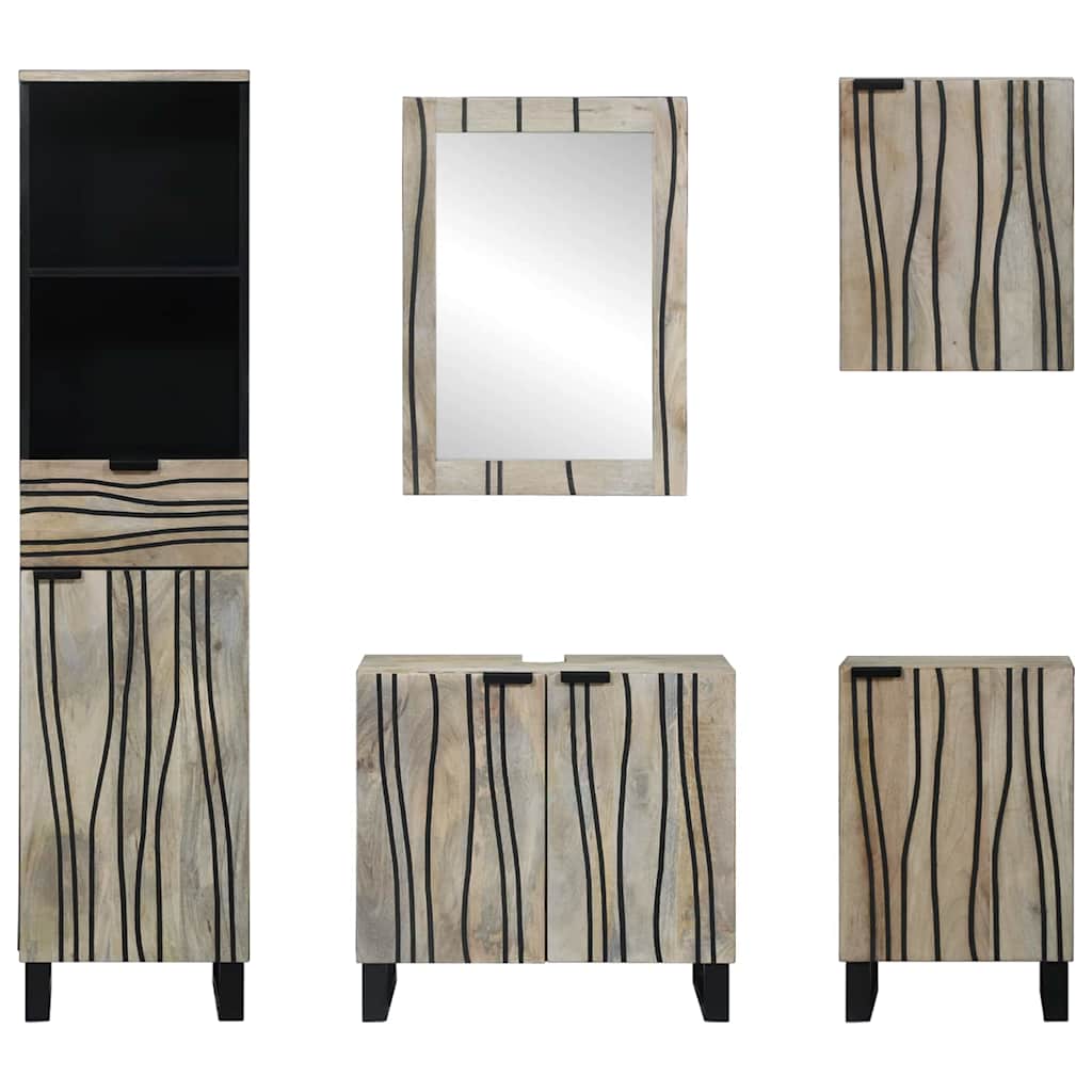 Badeværelsesmøbel Sæt 5 Pcs Valnød Brun 38 X 33 X 160 Cm - Billede 8