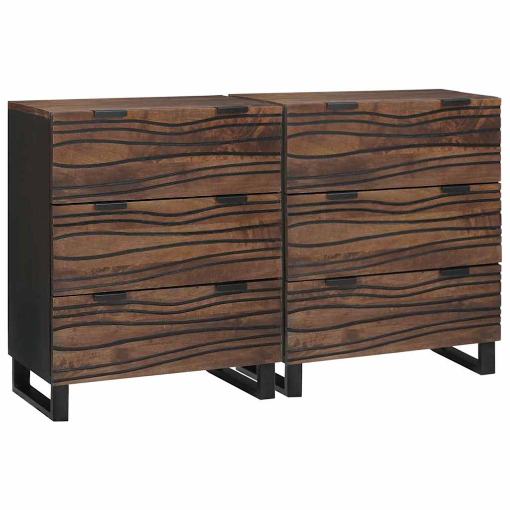 Sideboards 2 Pcs Brun 60 X 33.5 X 75 Cm Massivt Mangotræ - Hovedbillede