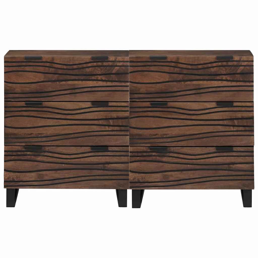 Sideboards 2 Pcs Brun 60 X 33.5 X 75 Cm Massivt Mangotræ - Billede 4