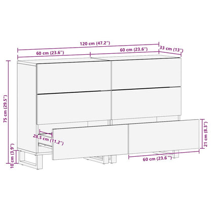 Sideboards 2 Pcs Brun 60 X 33.5 X 75 Cm Massivt Mangotræ - Billede 12