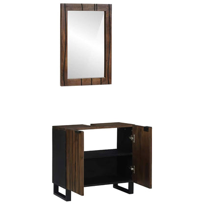 Badeværelsesmøbel Sæt Med Dør 2 Pcs Valnød Brun 62 X 33 X 58 Cm - Billede 2