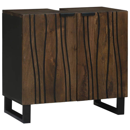 Badeværelsesmøbel Sæt Med Dør 2 Pcs Valnød Brun 62 X 33 X 58 Cm - Billede 4