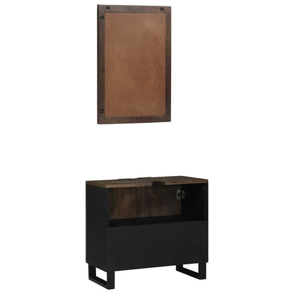 Badeværelsesmøbel Sæt Med Dør 2 Pcs Valnød Brun 62 X 33 X 58 Cm - Billede 6