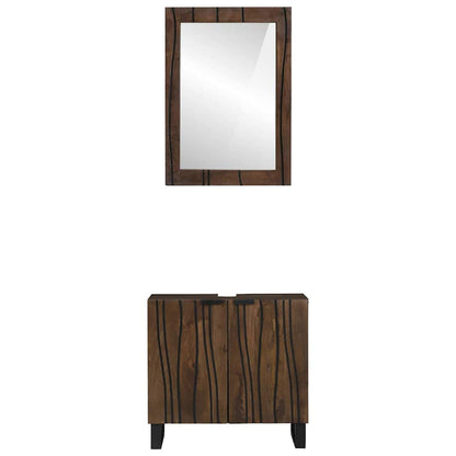 Badeværelsesmøbel Sæt Med Dør 2 Pcs Valnød Brun 62 X 33 X 58 Cm - Billede 5