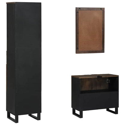 Badeværelsesmøbel Sæt 3 Pcs Valnød Brun 38 X 33 X 160 Cm - Billede 7