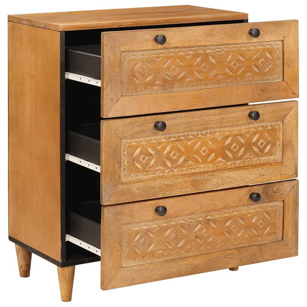 Sideboard 2 Pcs Brun 60 X 33 X 75 Cm Massivt Mangotræ - Billede 3