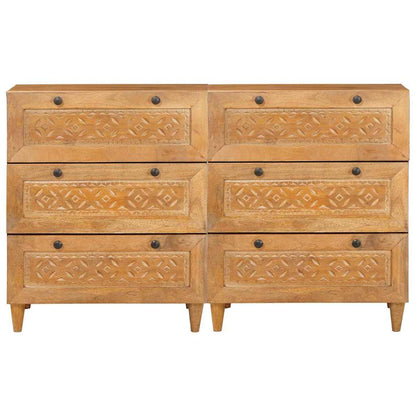 Sideboard 2 Pcs Brun 60 X 33 X 75 Cm Massivt Mangotræ - Billede 4