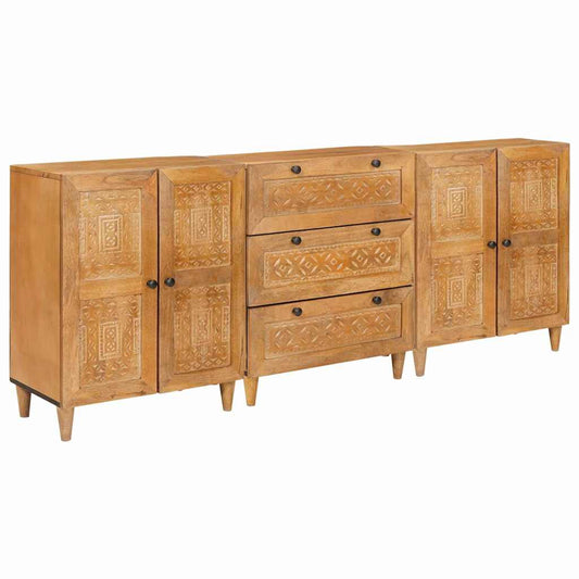 Sideboard 3 Pcs Brun 60 X 33 X 75 Cm Massivt Mangotræ - Hovedbillede