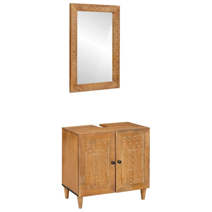 Badeværelsesmøbel Sæt Vægmonteret 2 Pcs Brun 62 X 33 X 58 Cm - Hovedbillede