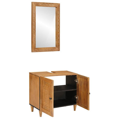 Badeværelsesmøbel Sæt Vægmonteret 2 Pcs Brun 62 X 33 X 58 Cm - Billede 2