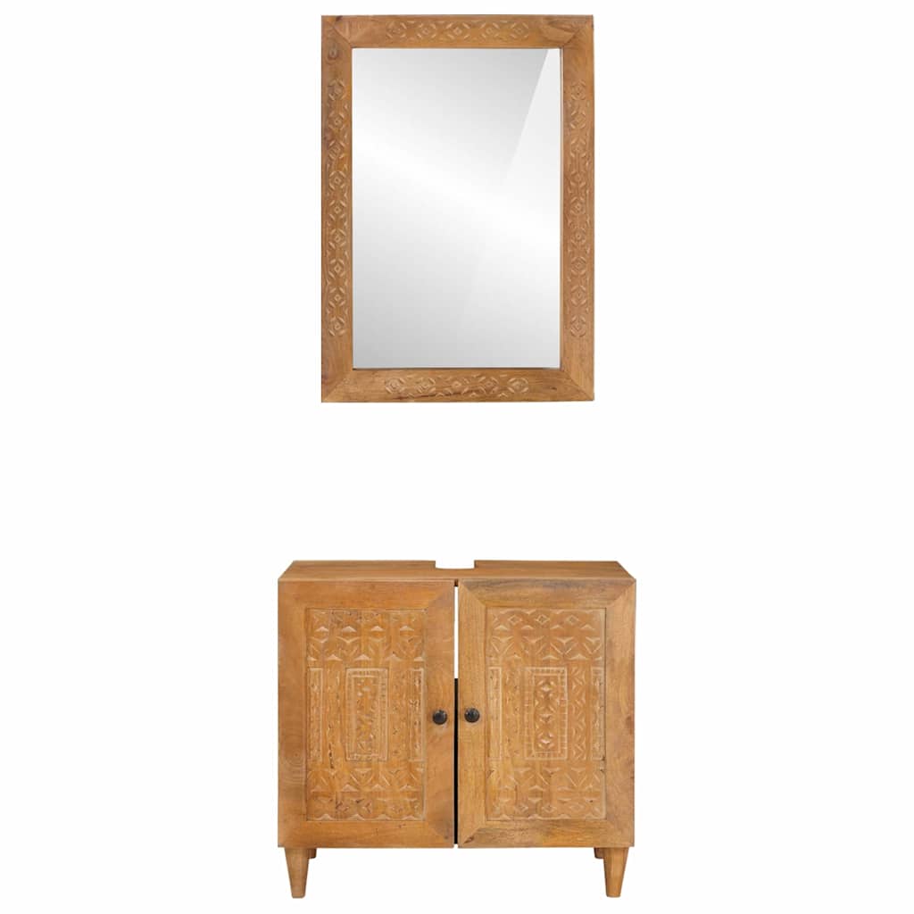 Badeværelsesmøbel Sæt Vægmonteret 2 Pcs Brun 62 X 33 X 58 Cm - Billede 5