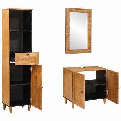 Badeværelsesmøbel Sæt Med Skuffe 3 Pcs Brun 38 X 33 X 160 Cm - Billede 2