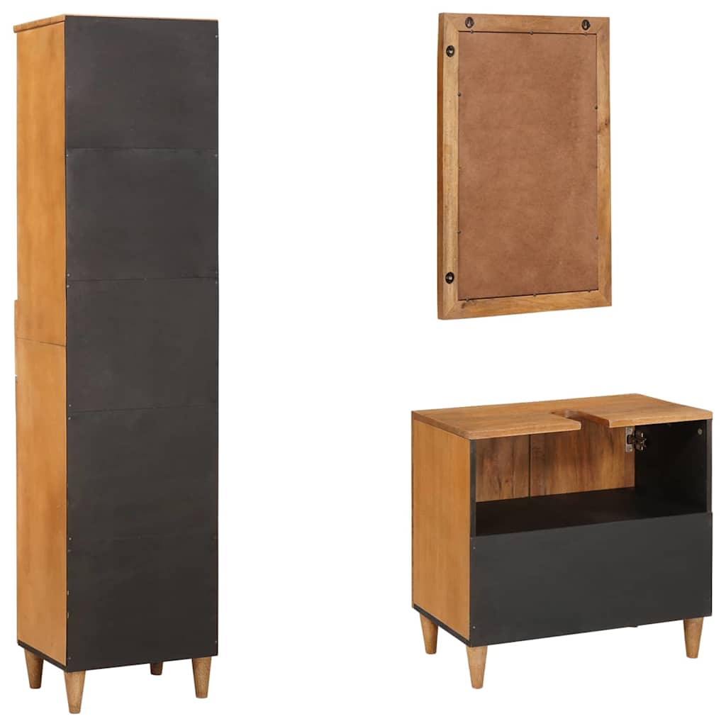 Badeværelsesmøbel Sæt Med Skuffe 3 Pcs Brun 38 X 33 X 160 Cm - Billede 7