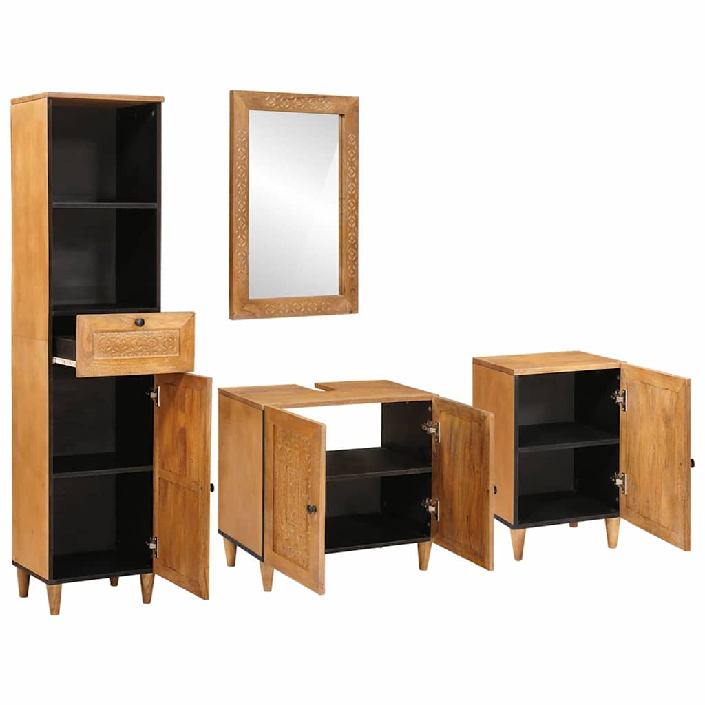 Badeværelsesmøbel Sæt Med Skuffe 4 Pcs Brun 38 X 33 X 160 Cm - Billede 2