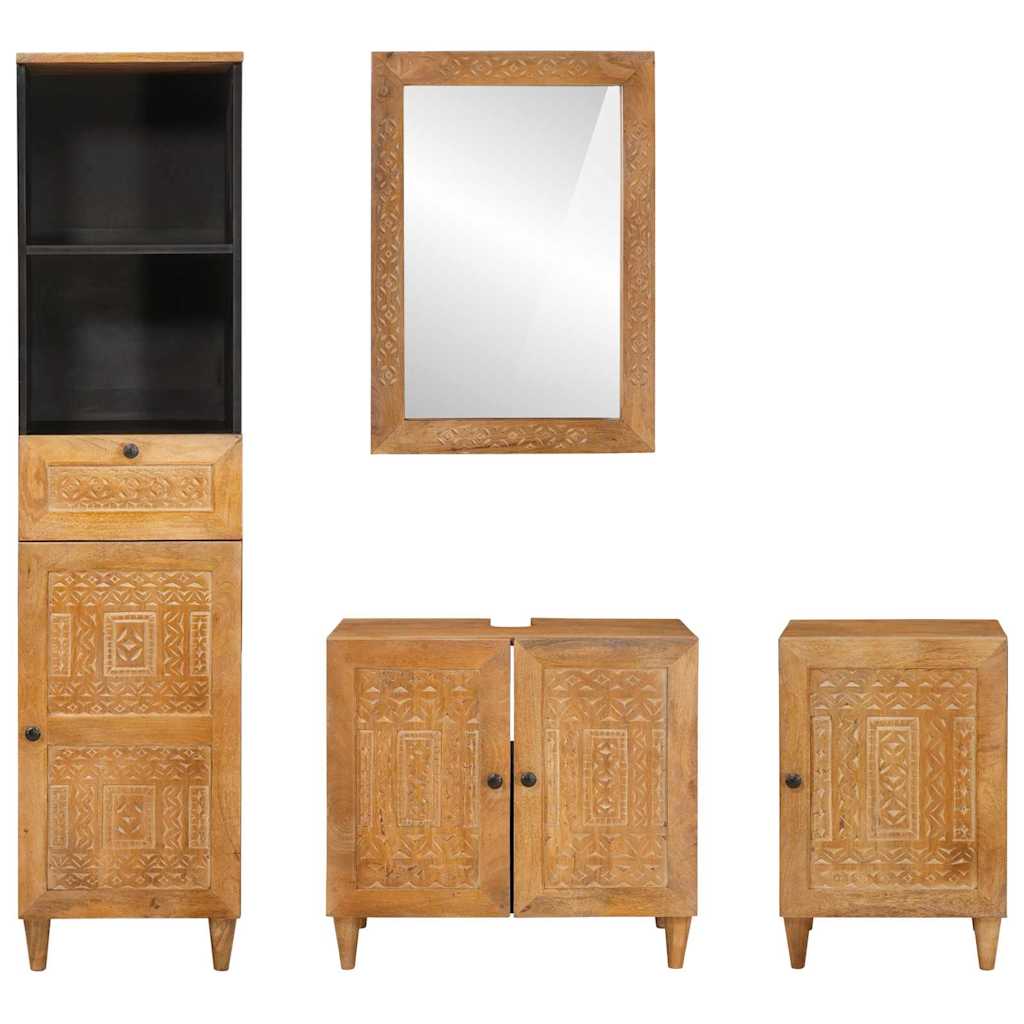 Badeværelsesmøbel Sæt Med Skuffe 4 Pcs Brun 38 X 33 X 160 Cm - Billede 7