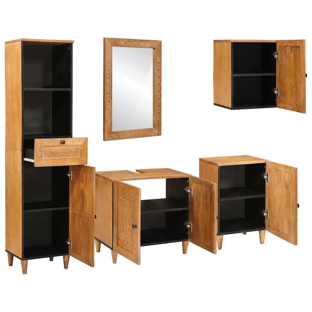 Badeværelsesmøbel Sæt Med Skuffe 5 Pcs Brun 38 X 33 X 160 Cm - Billede 2