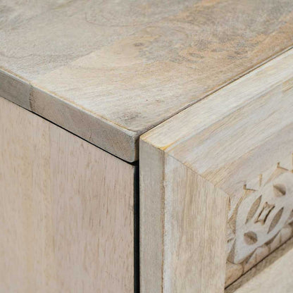 Sideboard 2 Pcs Hvid 60 X 33 X 75 Cm Massivt Mangotræ - Billede 7