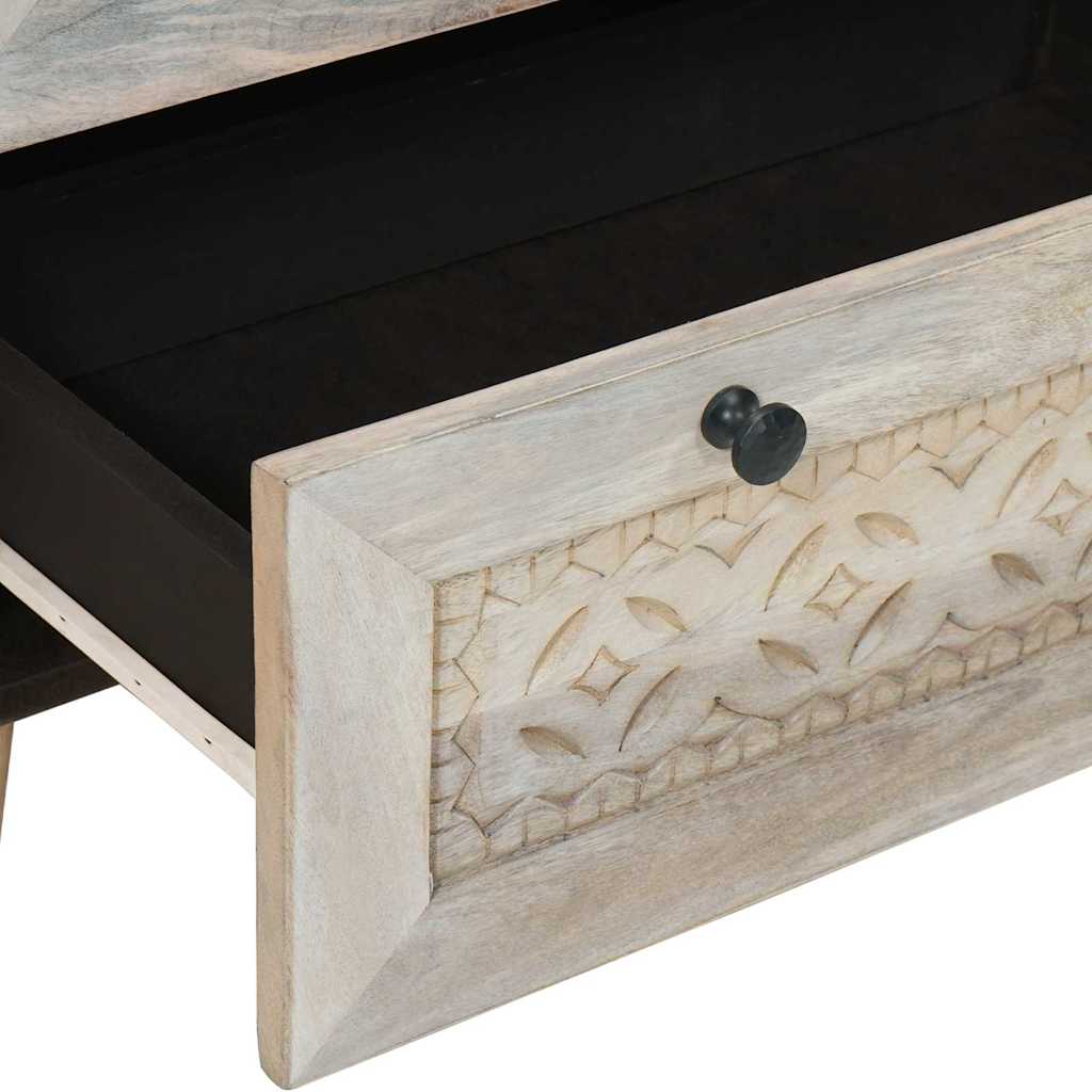 Sideboard 2 Pcs Hvid 60 X 33 X 75 Cm Massivt Mangotræ - Billede 8