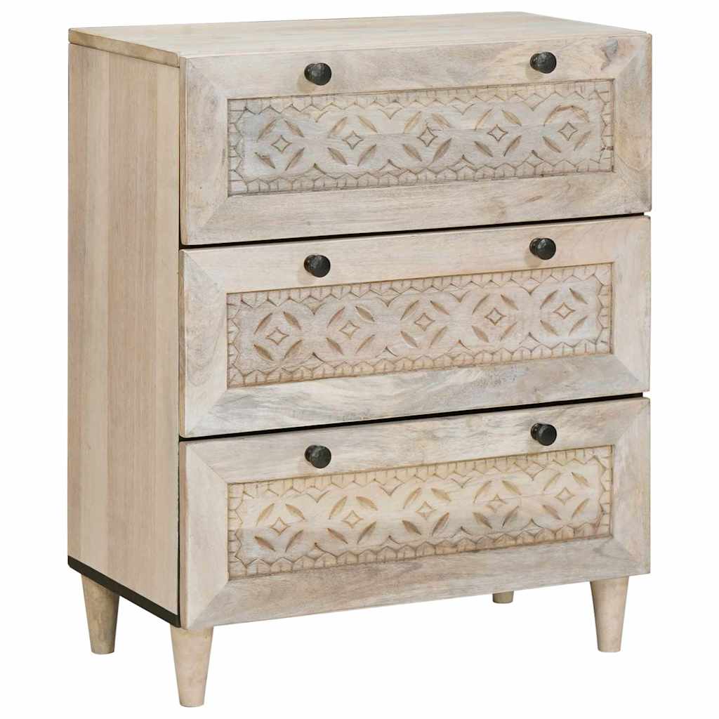 Sideboard 2 Pcs Hvid 60 X 33 X 75 Cm Massivt Mangotræ - Billede 3