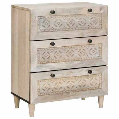 Sideboard 2 Pcs Hvid 60 X 33 X 75 Cm Massivt Mangotræ - Billede 3