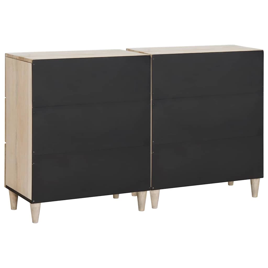 Sideboard 2 Pcs Hvid 60 X 33 X 75 Cm Massivt Mangotræ - Billede 6