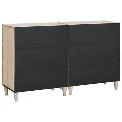 Sideboard 2 Pcs Hvid 60 X 33 X 75 Cm Massivt Mangotræ - Billede 6