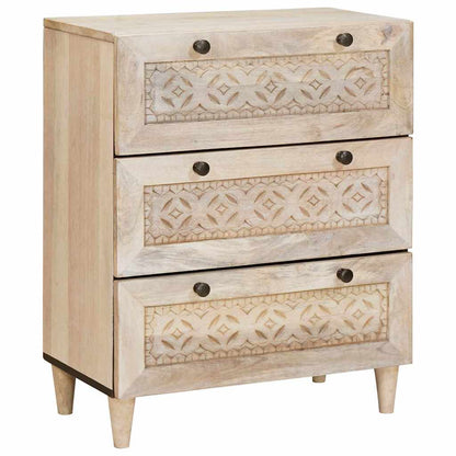 Sideboard 3 Pcs Hvid 60 X 33 X 75 Cm Massivt Mangotræ - Billede 3
