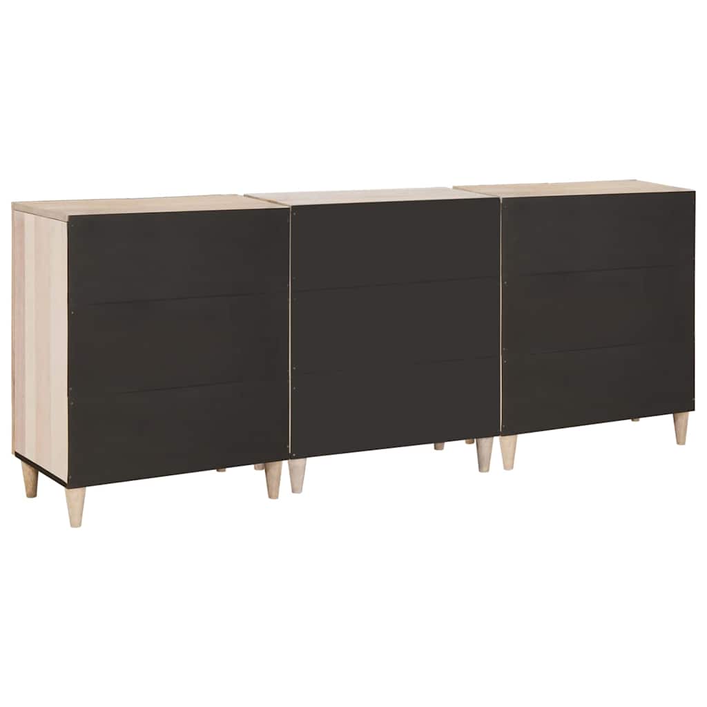 Sideboard 3 Pcs Hvid 60 X 33 X 75 Cm Massivt Mangotræ - Billede 6