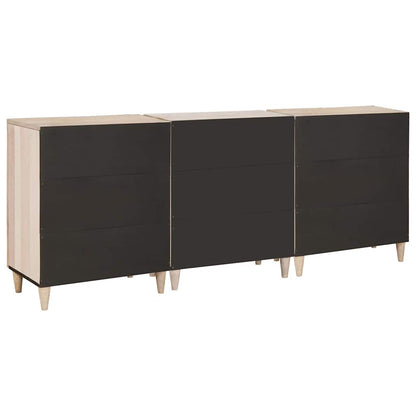 Sideboard 3 Pcs Hvid 60 X 33 X 75 Cm Massivt Mangotræ - Billede 6