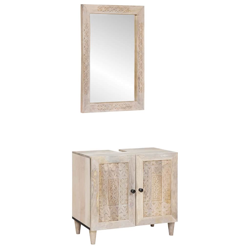 Badeværelsesmøbel Sæt Vægmonteret 2 Pcs Hvid 62 X 33 X 58 Cm - Hovedbillede