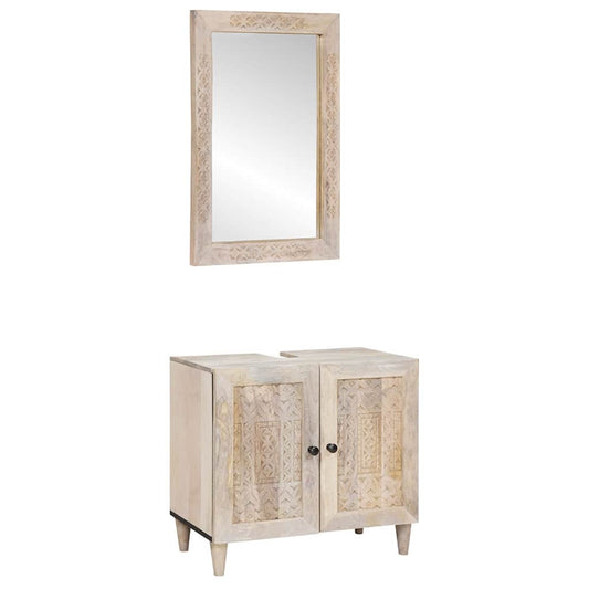 Badeværelsesmøbel Sæt Vægmonteret 2 Pcs Hvid 62 X 33 X 58 Cm - Hovedbillede