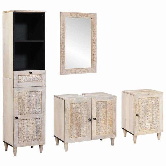 Badeværelsesmøbel Sæt Med Skuffe 4 Pcs Hvid 38 X 33 X 160 Cm - Hovedbillede