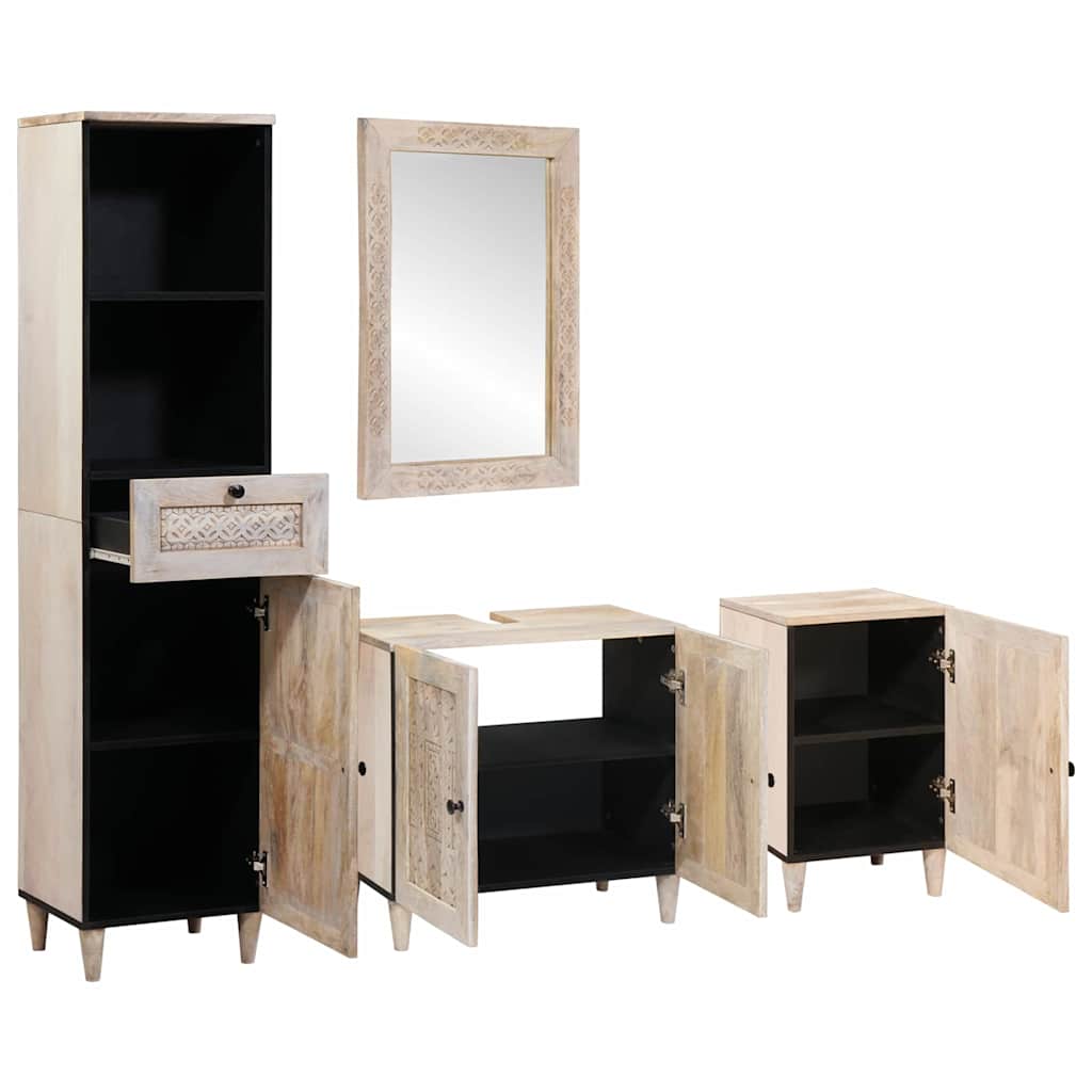 Badeværelsesmøbel Sæt Med Skuffe 4 Pcs Hvid 38 X 33 X 160 Cm - Billede 2