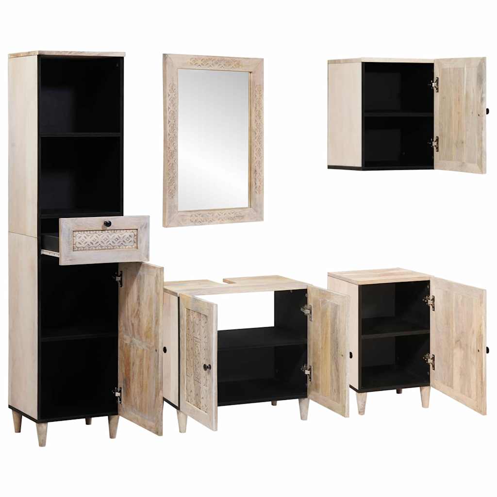 Badeværelsesmøbel Sæt Med Skuffe 5 Pcs Hvid 38 X 33 X 160 Cm - Billede 2