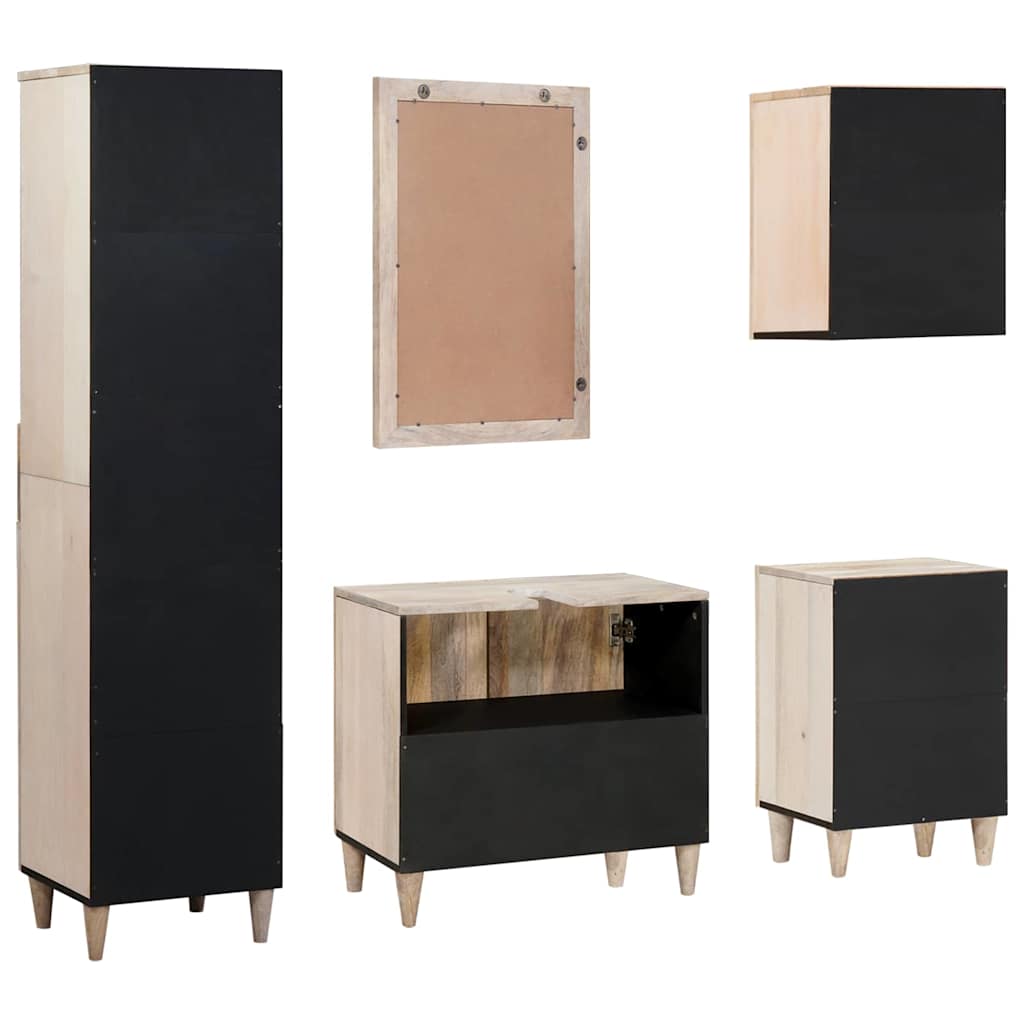 Badeværelsesmøbel Sæt Med Skuffe 5 Pcs Hvid 38 X 33 X 160 Cm - Billede 9