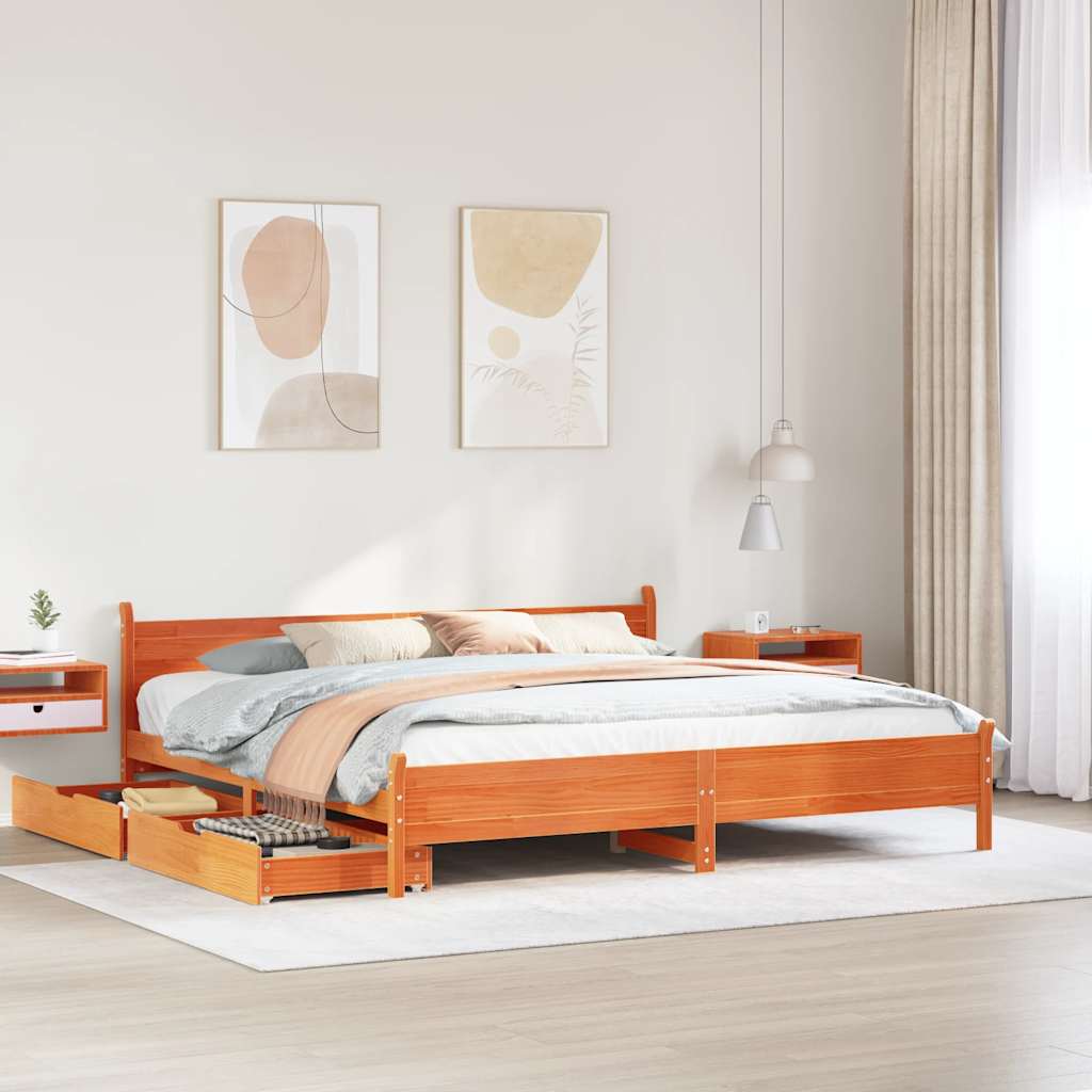 Sengeramme Uden Madras Massivt Fyrretræ Gyldenbrun - Variant 3309760
