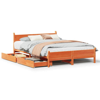 Sengeramme Uden Madras Massivt Fyrretræ Gyldenbrun - Variant 3309766