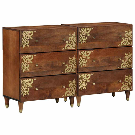 Sideboard Med Skuffe 2 Pcs Honningfarvet 60 X 33.5 X 75 Cm - Hovedbillede