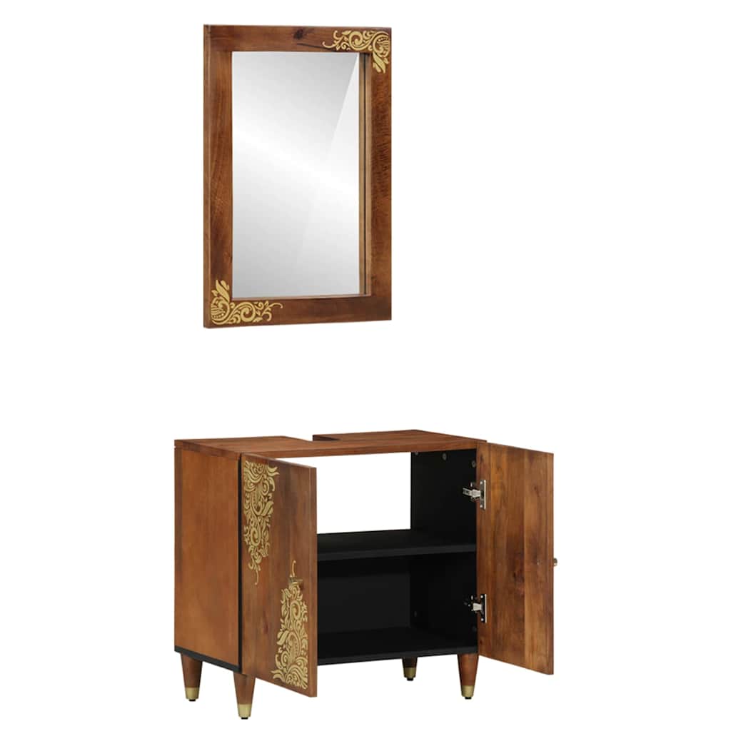 Badeværelsesmøbel Sæt Vægmonteret 2 Pcs Brun 62 X 33 X 58 Cm - Billede 2
