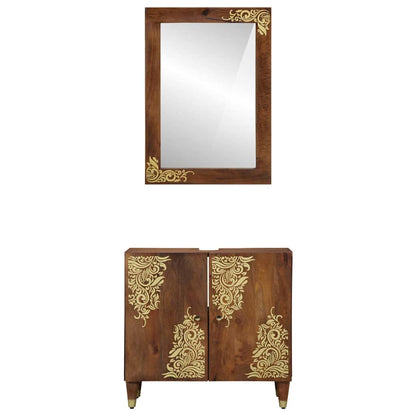 Badeværelsesmøbel Sæt Vægmonteret 2 Pcs Brun 62 X 33 X 58 Cm - Billede 5