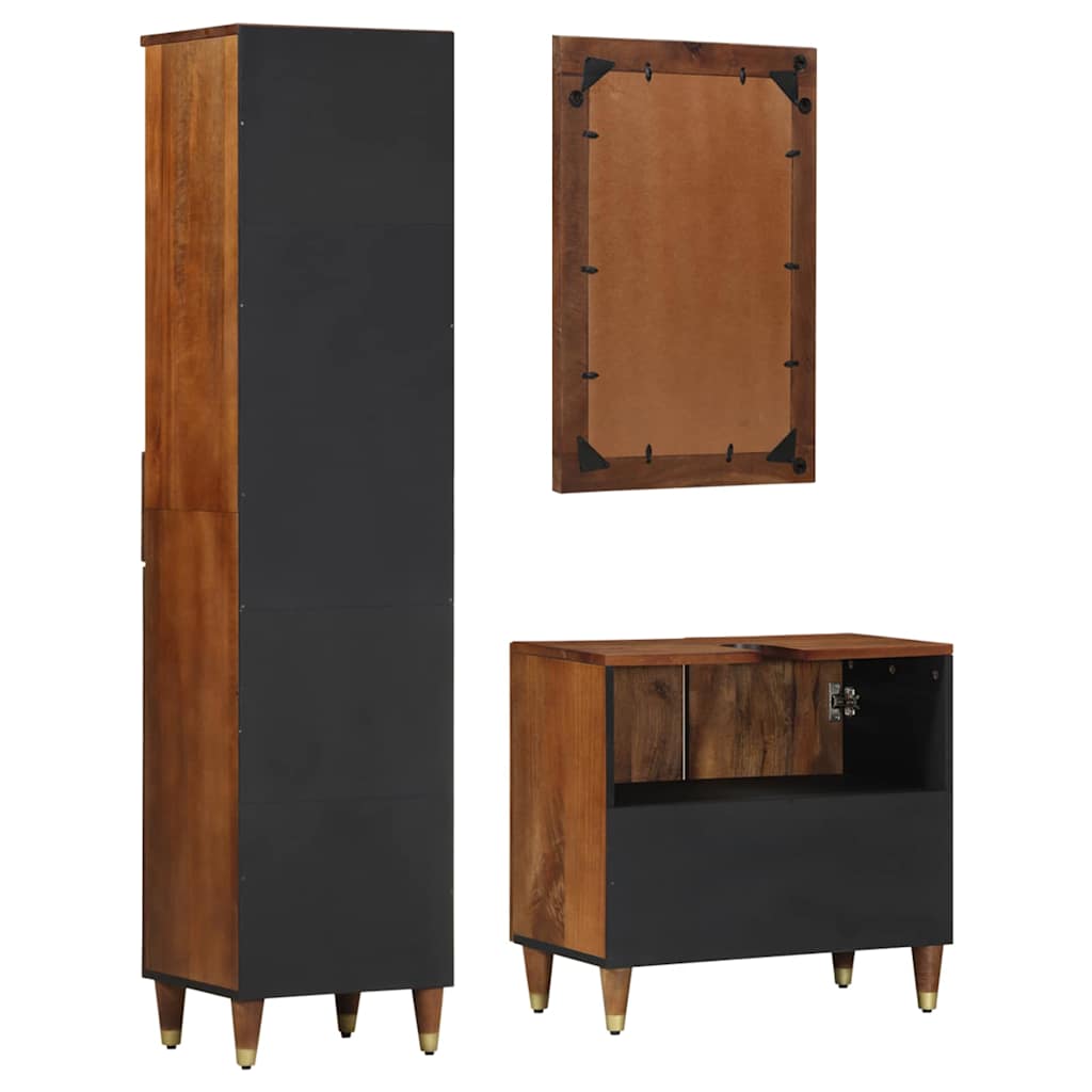 Badeværelsesmøbel Sæt Vægmonteret 3 Pcs Brun 62 X 33 X 58 Cm - Billede 7