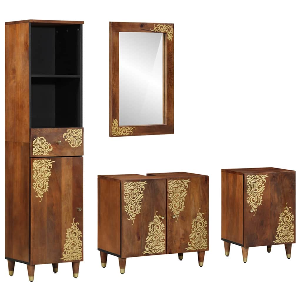 Badeværelsesmøbelsæt Vægmonteret 4 Pcs Brun 62 X 33 X 58 Cm - Hovedbillede