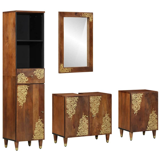 Badeværelsesmøbelsæt Vægmonteret 4 Pcs Brun 62 X 33 X 58 Cm - Hovedbillede