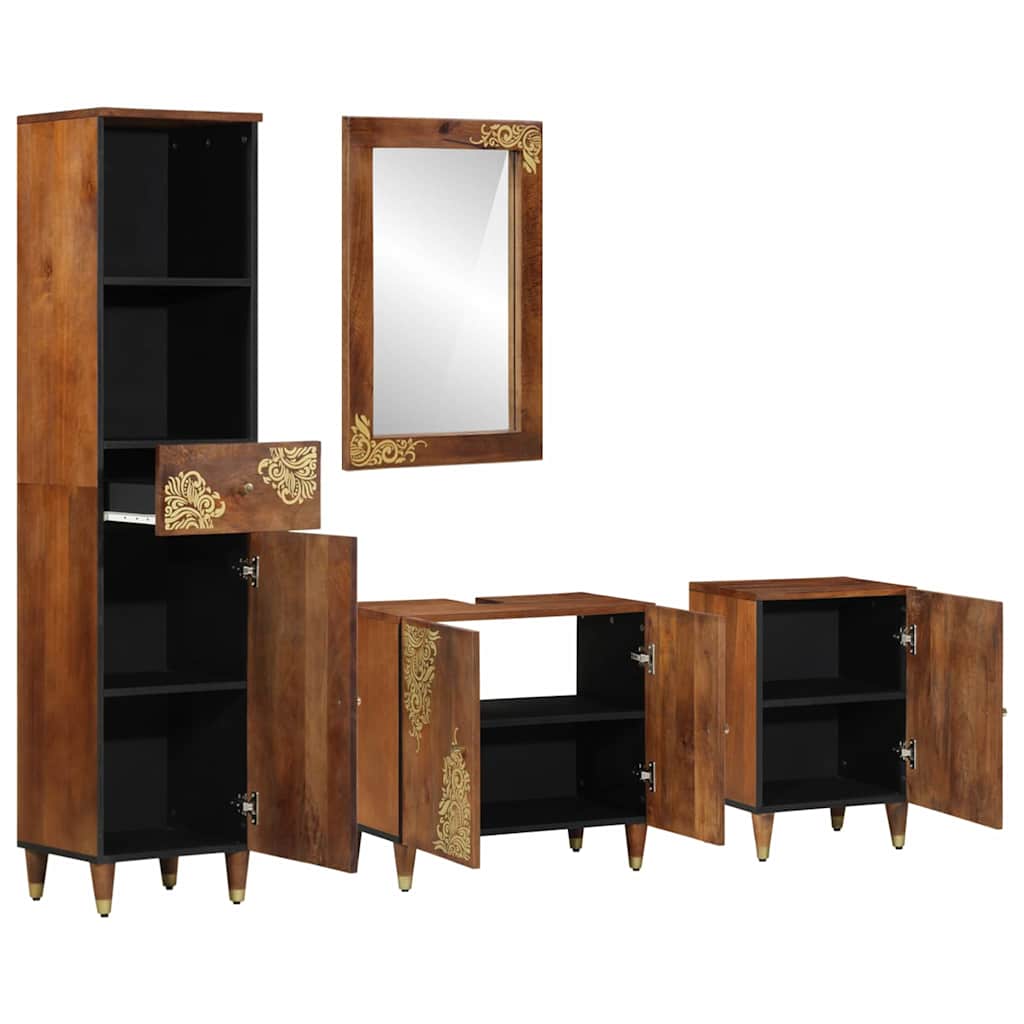 Badeværelsesmøbelsæt Vægmonteret 4 Pcs Brun 62 X 33 X 58 Cm - Billede 2