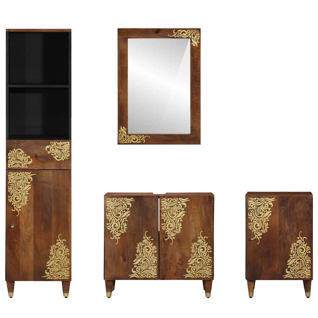 Badeværelsesmøbelsæt Vægmonteret 4 Pcs Brun 62 X 33 X 58 Cm - Billede 7